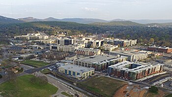 The Medical District of Huntsville, Alabama, consisting largely of Huntsville Hospital's main campus. Medical District of Huntsville, Alabama.jpg