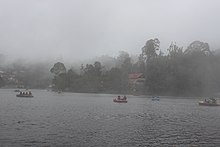 Mist covering the boating in Kodaikanal Lake.