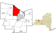 Monroe County New York birleşik ve tüzel kişiliğe sahip olmayan alanlar Yunanistan'da vurgulanmıştır.svg