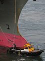 Mooring boat with container ship.jpg