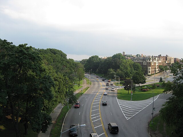 Mosholu Parkway, seen from the Mosholu Parkway station on the IRT Jerome Avenue Line.