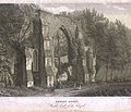 Hall's drawing of the west front of the church (1830s)