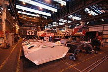 In the Downer Rail section, BL, G, and N class diesel locomotives are undergoing overhauls in August 2007 Newport-workshops-loco-shop.jpg