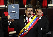 Maduro in January 2019 at the Supreme Tribunal of Justice building Nicolas Maduro 2019 Inauguration.jpg
