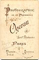 Verso des cartons de Charles Ogerau vers 1890.