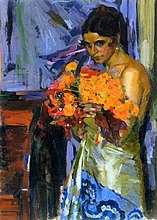 Γυναίκα με μπουκέτο λουλούδια (1918)