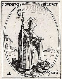 St. Optatus, Bishop of Milevum in Numidia.