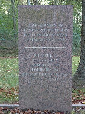 German and Russian language memorial to 47 victims of forced labour