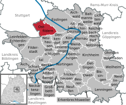 Elhelyezkedése Esslingen járás térképén