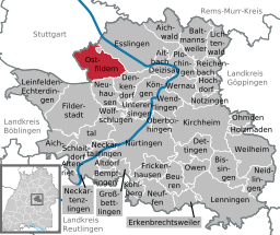 Läget för Ostfildern i Landkreis Esslingen