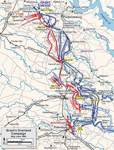Overland Campaign, from the Wilderness to crossing the James River
