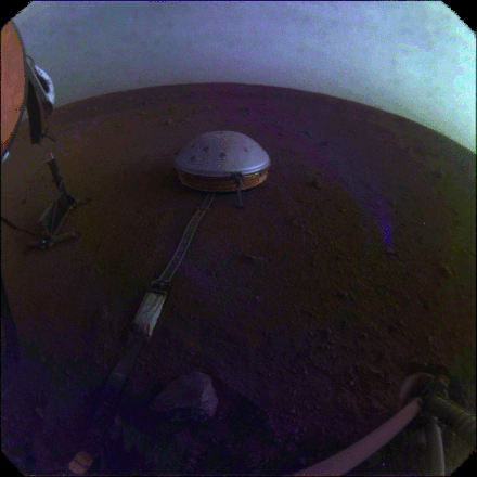 Martian sky with clouds at sunset, viewed by InSight PIA23180 cc-Mars-InSightLander-Clouds-Animated-20190425.gif