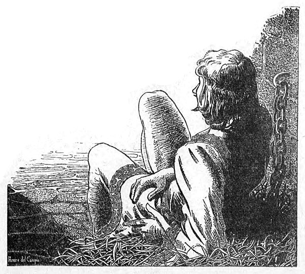 A 13th century man rests in a dungeon, surrounded by straw and chains