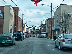 Main Street decorated for Christmas