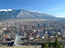 Panorama of Dupnitsa and Rila Mountain, Bulgaria.jpg