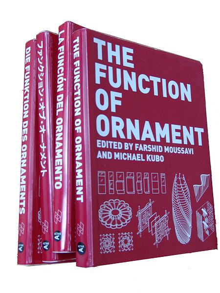 File:Photograph of translated versions of the Function of Ornament by Farshid Moussavi.jpg