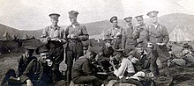 Signals troops of 13th Canadian Mounted Rifles with soldiers of the PPCLI at Camp Sarcee near Calgary AB, 1915 Ppcli2.jpg