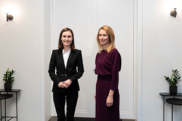 Kallas met with then Finnish prime minister Sanna Marin in Helsinki, 2021.