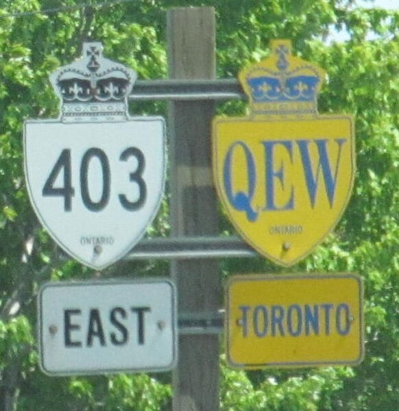 The Queen Elizabeth Way concurrent with Highway 403 in Ontario