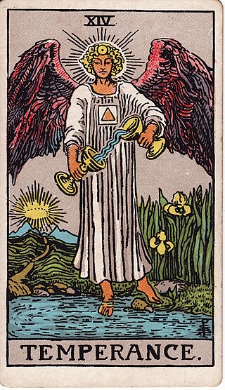 <span class="mw-page-title-main">Temperance (tarot card)</span> Tarot card of the Major Arcana