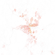 Map of racial distribution in Reno, 2010 U.S. Census. Each dot is 25 people: .mw-parser-output .legend{page-break-inside:avoid;break-inside:avoid-column}.mw-parser-output .legend-color{display:inline-block;min-width:1.25em;height:1.25em;line-height:1.25;margin:1px 0;text-align:center;border:1px solid black;background-color:transparent;color:black}.mw-parser-output .legend-text{}⬤ White ⬤ Black ⬤ Asian ⬤ Hispanic ⬤ Other