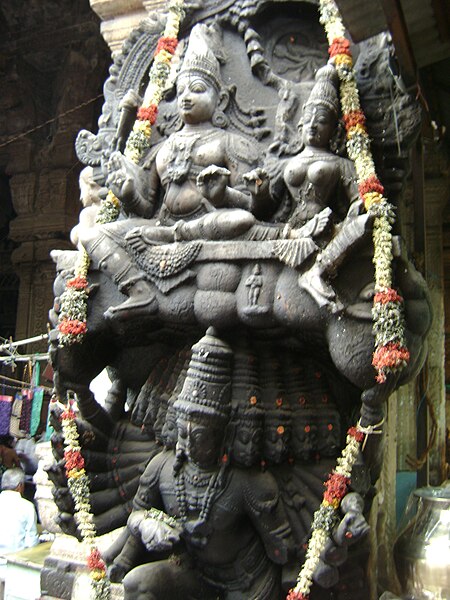 File:Ravana Lifting Kailash wtih Shiva and Parvati.JPG