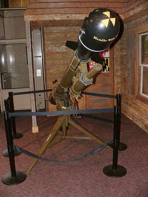 A Davy Crockett casing preserved in the United States Army Ordnance Museum