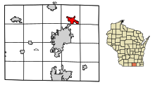 Районы Rock County Wisconsin Incorporated и Unincorporated Milton Highlighted.svg