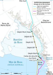 Mapa da Antártica com várias linhas coloridas que representam as rotas planejadas das diferentes equipes.