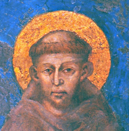 A portrait depicting Saint Francis of Assisi by the Italian artist Cimabue (1240–1302)