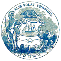 Seal of the Oregon Territory with the Latin phrase Alis volat propriis Seal of the Oregon Territory.png