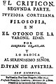 El Criticón. Juiciosa cortesana filosofía en el otoño de la varonil edad. (2ª parte, 1653).