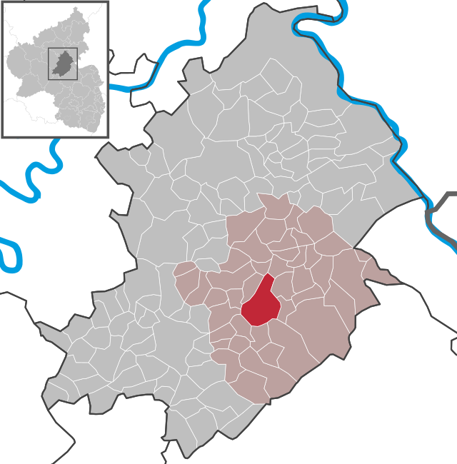 Läget för Simmern/Hunsrück i Rhein-Hunsrück-Kreis