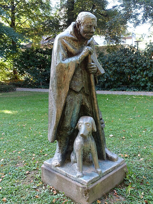 Skulptur, Schäfer mit Hund, Wettsteinpark, Riehen von Otto Roos (1887–1945)