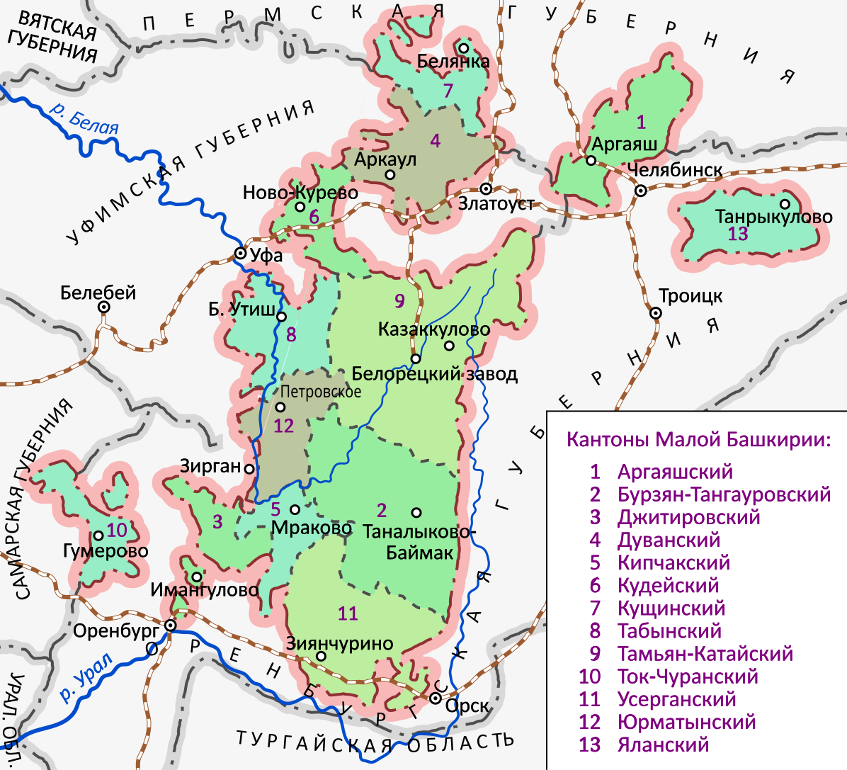 Карта границы башкортостана