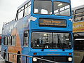 Southern Vectis 639 Steephil Cove (R739 XRV), a Volvo Olympian/Northern Counties Palatine leaving, Ryde, Isle of Wight bus station on the Downs Tour.