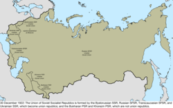 Map of the change to the Soviet Union on 30 December 1922