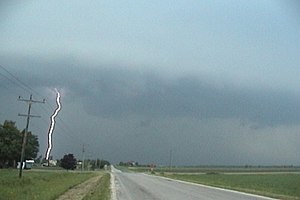 A strong squall line moving in producing light...