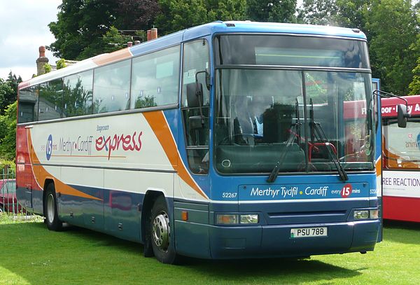 Stagecoach South Wales Plaxton Expressliner bodied Volvo B10M in the group's 'beachball' livery