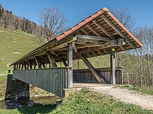 Steirisi Gedeckte Holzbrücke (2000) über den Necker, Mogelsberg SG - Brunnadern SG