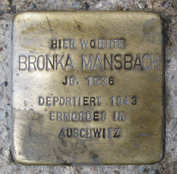 File:Stolperstein Steinstr 5 Bronka Mansbach.JPG