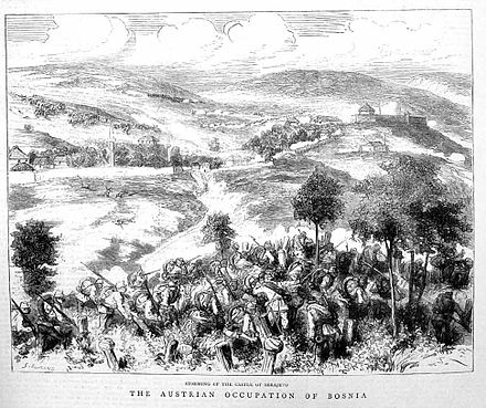 Austro-Hungarian forces storming Sarajevo