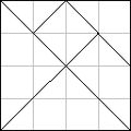 5. Traçar uma diagonal partindo da metade da diagonal do passo (3) até o canto inferior esquerdo do quadrado.