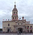 * Nomination Temple of the Holy Cross, Santiago de Queretaro, Mexico --Cvmontuy 11:02, 11 September 2017 (UTC) * Decline  Oppose Insufficient quality. Sorry. Crop at the top and at the bottom should be better. Both with more room. Contrast should be improved and there are something like light shadows at the legs of the two persons in the foreground. The image is too dark too. --XRay 06:28, 18 September 2017 (UTC)