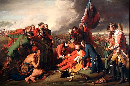 ケベック近くのエイブラハム平原におけるウルフ将軍の死（英語版）、1771年作。