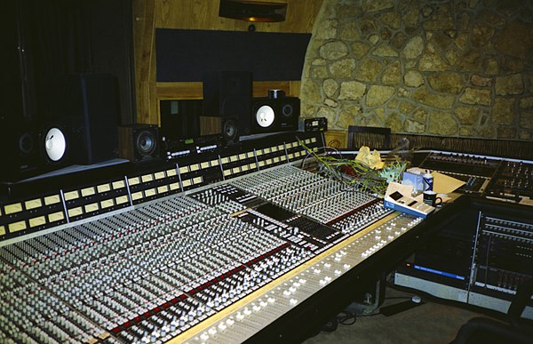 The Manor Studios control room in 1990 showing the SSL G series desk.