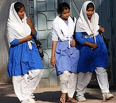Muslim girls walking for school in Bangladesh