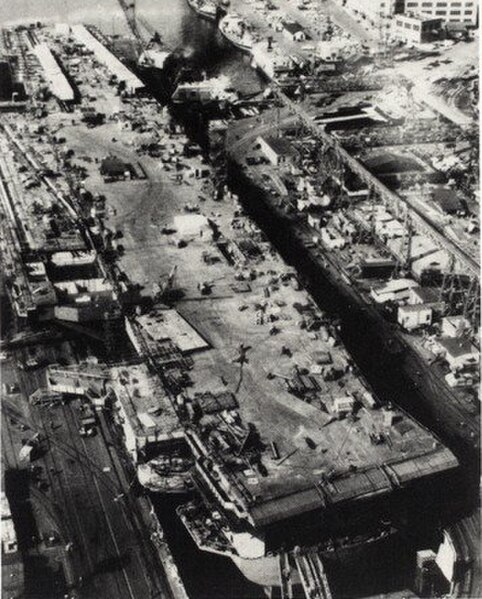 Constellation under construction at the Brooklyn Navy Yard in February 1960