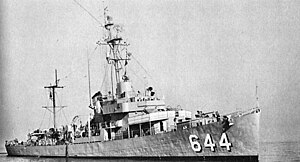 USS Vammen (DE-644) vor San Francisco am 3. Dezember 1957