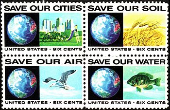 1970s U.S. postage stamp block